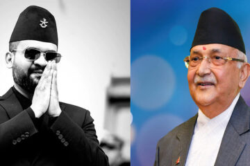 प्रधानमन्त्री केपी शर्मा ओली र काठमाडौँ ।महानगरपालिकाका मेयर बालेन शाह बीच ।